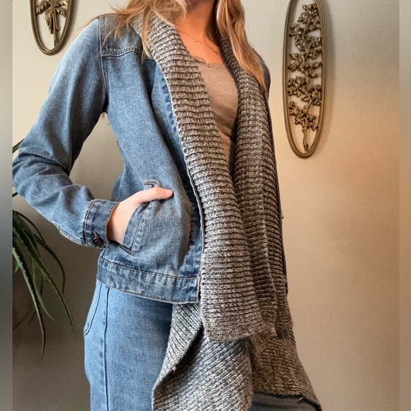 BKE Denim Jacket with Knit Collar - Picture 3 of 10